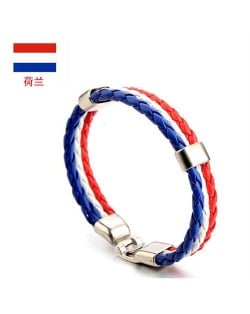 National Flags Colors Leather Woven Wholesale Bracelet - Yellow Black Blue