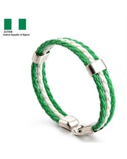 National Flags Colors Leather Woven Wholesale Bracelet - Red Green Yellow