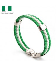 National Flags Colors Leather Woven Wholesale Bracelet - Red Green Yellow