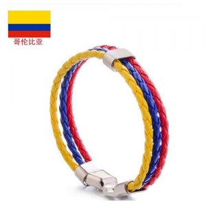 National Flags Colors Leather Woven Wholesale Bracelet - Yellow Black Red