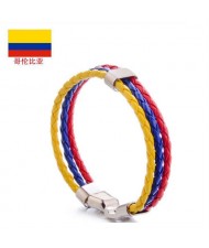 National Flags Colors Leather Woven Wholesale Bracelet - Yellow Black Red