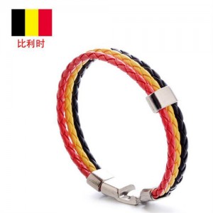 Belgium National Flags Colors Leather Woven Wholesale Bracelet - Red Yellow Black