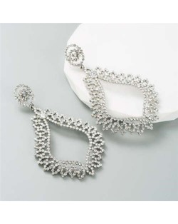 Bling Style Rhinestone Vintage Bohemian Waterdrop European Wholesale Fashion Earrings - White