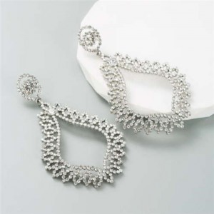 Bling Style Rhinestone Vintage Bohemian Waterdrop European Wholesale Fashion Earrings - Silver