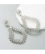 Bling Style Rhinestone Vintage Bohemian Waterdrop European Wholesale Fashion Earrings - White