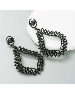 Bling Style Rhinestone Vintage Bohemian Waterdrop European Wholesale Fashion Earrings - Black