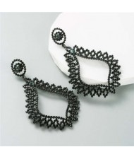 Bling Style Rhinestone Vintage Bohemian Waterdrop European Wholesale Fashion Earrings - Black