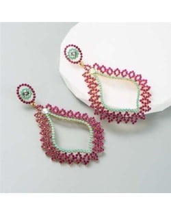 Bling Style Rhinestone Vintage Bohemian Waterdrop European Wholesale Fashion Earrings - Rose