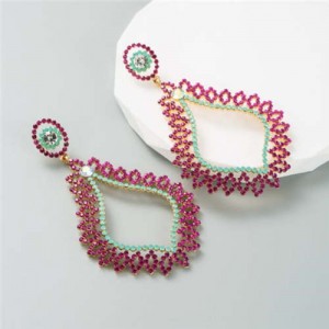 Bling Style Rhinestone Vintage Bohemian Waterdrop European Wholesale Fashion Earrings - Rose