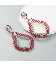 Bling Style Rhinestone Vintage Bohemian Waterdrop European Wholesale Fashion Earrings - Rose