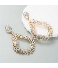 Bling Style Rhinestone Vintage Bohemian Waterdrop European Wholesale Fashion Earrings - Platinum