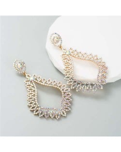 Bling Style Rhinestone Vintage Bohemian Waterdrop European Wholesale Fashion Earrings - Luminous White