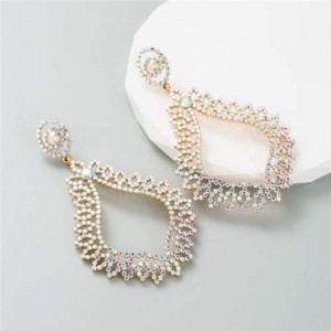 Bling Style Rhinestone Vintage Bohemian Waterdrop European Wholesale Fashion Earrings - Luminous White