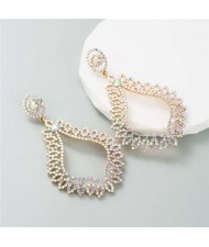 Bling Style Rhinestone Vintage Bohemian Waterdrop European Wholesale Fashion Earrings - Luminous White
