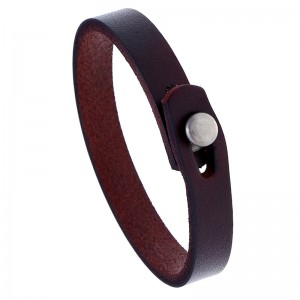 Simple Buttom Design Vintage Wholesale Fashion Man Leather Bracelet - Brown