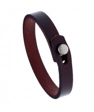 Simple Buttom Design Vintage Wholesale Fashion Man Leather Bracelet - Brown