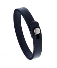 Simple Buttom Design Vintage Wholesale Fashion Man Leather Bracelet - Black