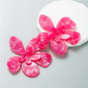 U.S. Vintage Fashion Unique Acrylic Flower Women Costume Earrings - Rose