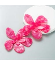 U.S. Vintage Fashion Unique Acrylic Flower Women Costume Earrings - Rose