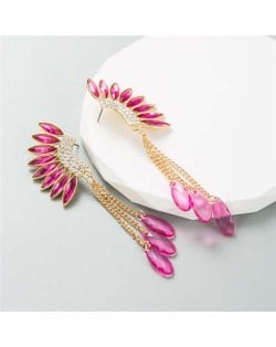 Rhinestone Wings with Teardrops Design Women Wholesale Stud Earrings - Rose