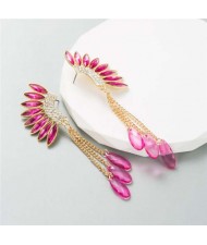 Rhinestone Wings with Teardrops Design Women Wholesale Stud Earrings - Rose