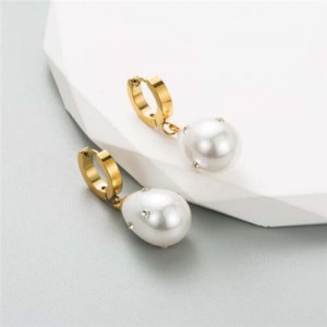 Dangle Pearl Design Golden Women Wholesale Huggie Stud Earrings