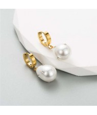 Dangle Pearl Design Golden Women Wholesale Huggie Stud Earrings