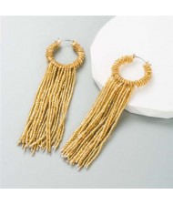 Creative Hoop Design Long Tassel Women Shoulder Duster Wholesale Earrings - Coffee