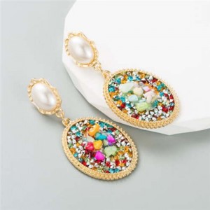 Rhinestone and Pearl Embellished Vintage Fashion Luxury Wholesale Women Earrings - Multicolor