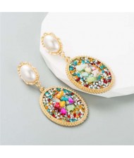 Rhinestone and Pearl Embellished Vintage Fashion Luxury Wholesale Women Earrings - Multicolor