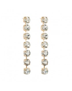 Luxurious Style Glistening Party Fashion Women Wholesale Shoulder Duster Earrings - White