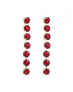 Luxurious Style Glistening Party Fashion Women Wholesale Shoulder Duster Earrings - Red