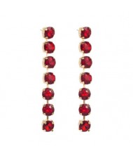 Luxurious Style Glistening Party Fashion Women Wholesale Shoulder Duster Earrings - Red