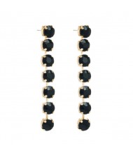 Luxurious Style Glistening Party Fashion Women Wholesale Shoulder Duster Earrings - Black