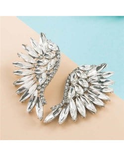 Luxurious Glistening Party Fashion Angel Wings Women Wholesale Stud Earrings - White