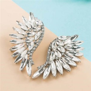 Luxurious Glistening Party Fashion Angel Wings Women Wholesale Stud Earrings - White