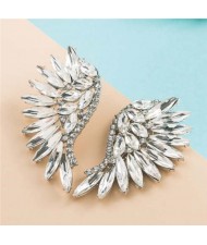 Luxurious Glistening Party Fashion Angel Wings Women Wholesale Stud Earrings - White