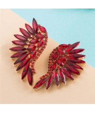 Luxurious Glistening Party Fashion Angel Wings Women Wholesale Stud Earrings - Red