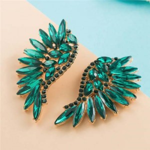 Luxurious Glistening Party Fashion Angel Wings Women Wholesale Stud Earrings - Green