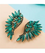 Luxurious Glistening Party Fashion Angel Wings Women Wholesale Stud Earrings - Green