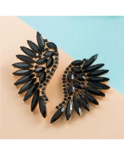 Luxurious Glistening Party Fashion Angel Wings Women Wholesale Stud Earrings - Black