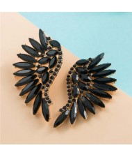 Luxurious Glistening Party Fashion Angel Wings Women Wholesale Stud Earrings - Black