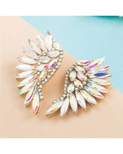 Luxurious Glistening Party Fashion Angel Wings Women Wholesale Stud Earrings - Luminous White