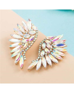 Luxurious Glistening Party Fashion Angel Wings Women Wholesale Stud Earrings - Luminous White