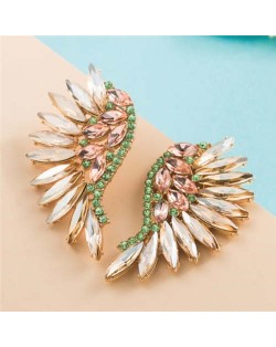 Luxurious Glistening Party Fashion Angel Wings Women Wholesale Stud Earrings - Green