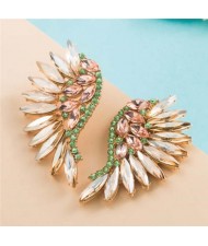 Luxurious Glistening Party Fashion Angel Wings Women Wholesale Stud Earrings - Green