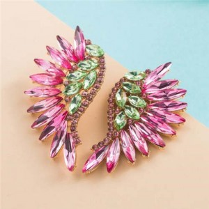 Luxurious Glistening Party Fashion Angel Wings Women Wholesale Stud Earrings - Pink