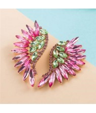 Luxurious Glistening Party Fashion Angel Wings Women Wholesale Stud Earrings - Pink