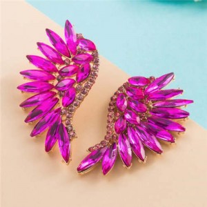 Luxurious Glistening Party Fashion Angel Wings Women Wholesale Stud Earrings - Rose