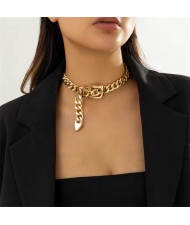 Vintage Belt Buckle Chain Choker Alloy Fashion Wholesale Necklace - Golden